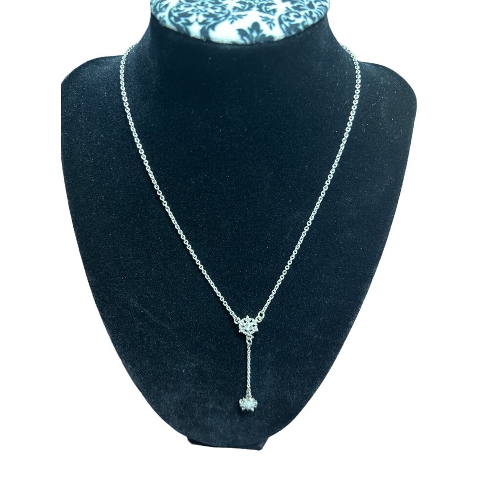 Christopher Radko Silver Crystal Snowflake Necklace, 16”+ 3” Extender